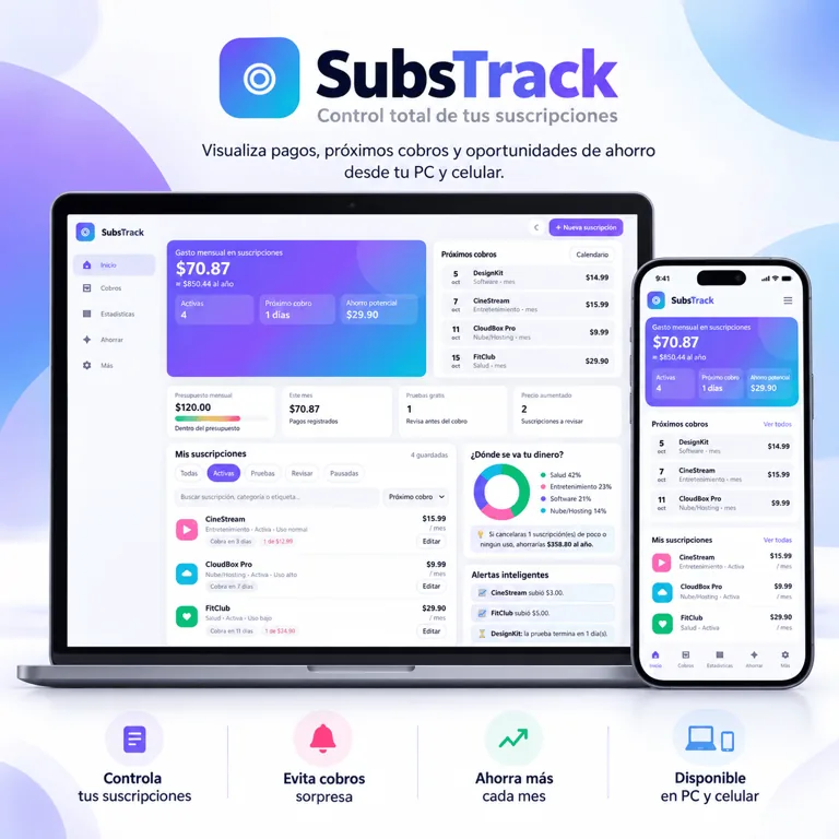 Mini app SubsTrack: Control total de tus suscripciones